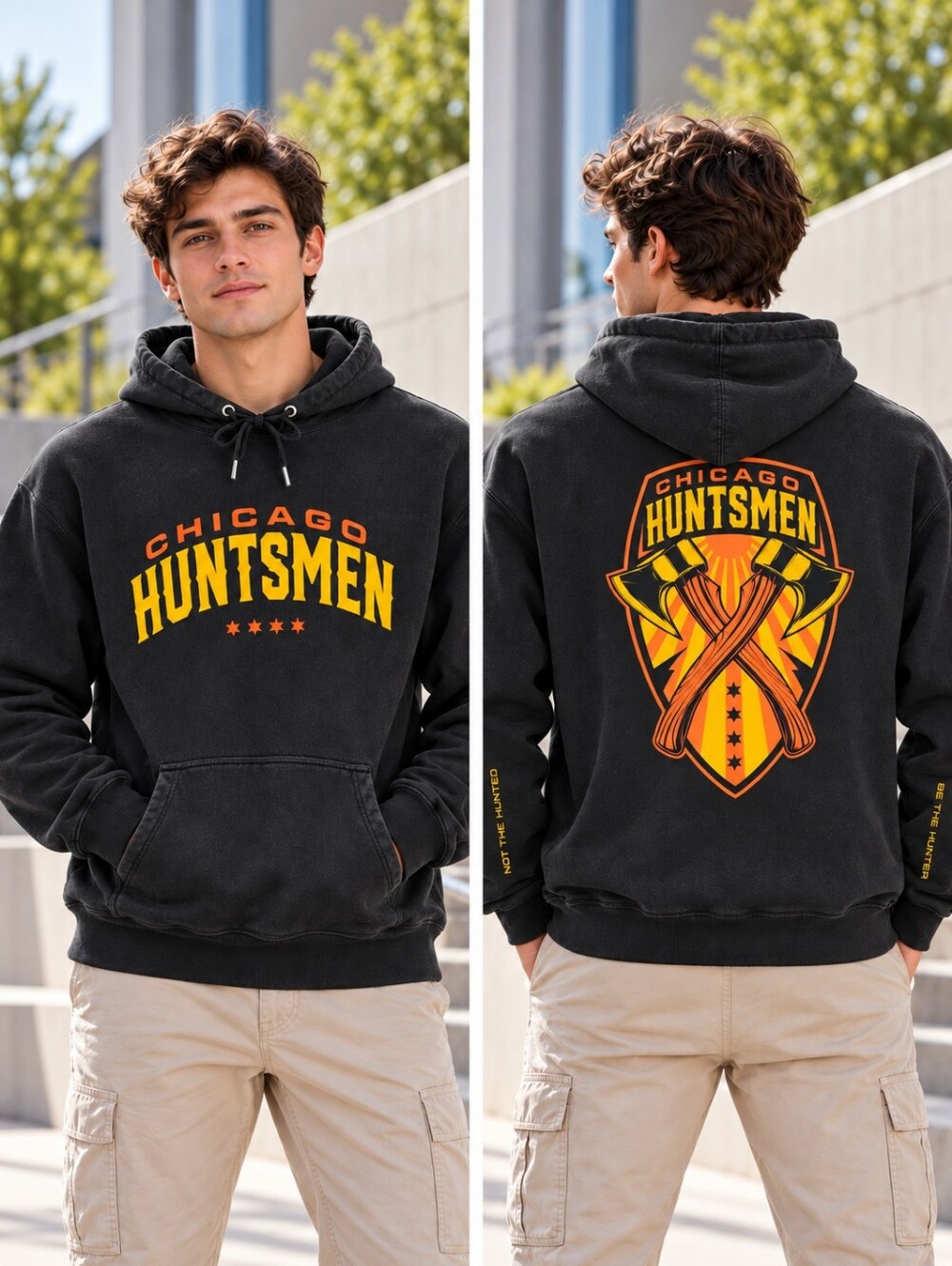 Chicago Huntsmen Founder's Hoodie Sz M Black Crossed Axes Gorpcore Athleisure